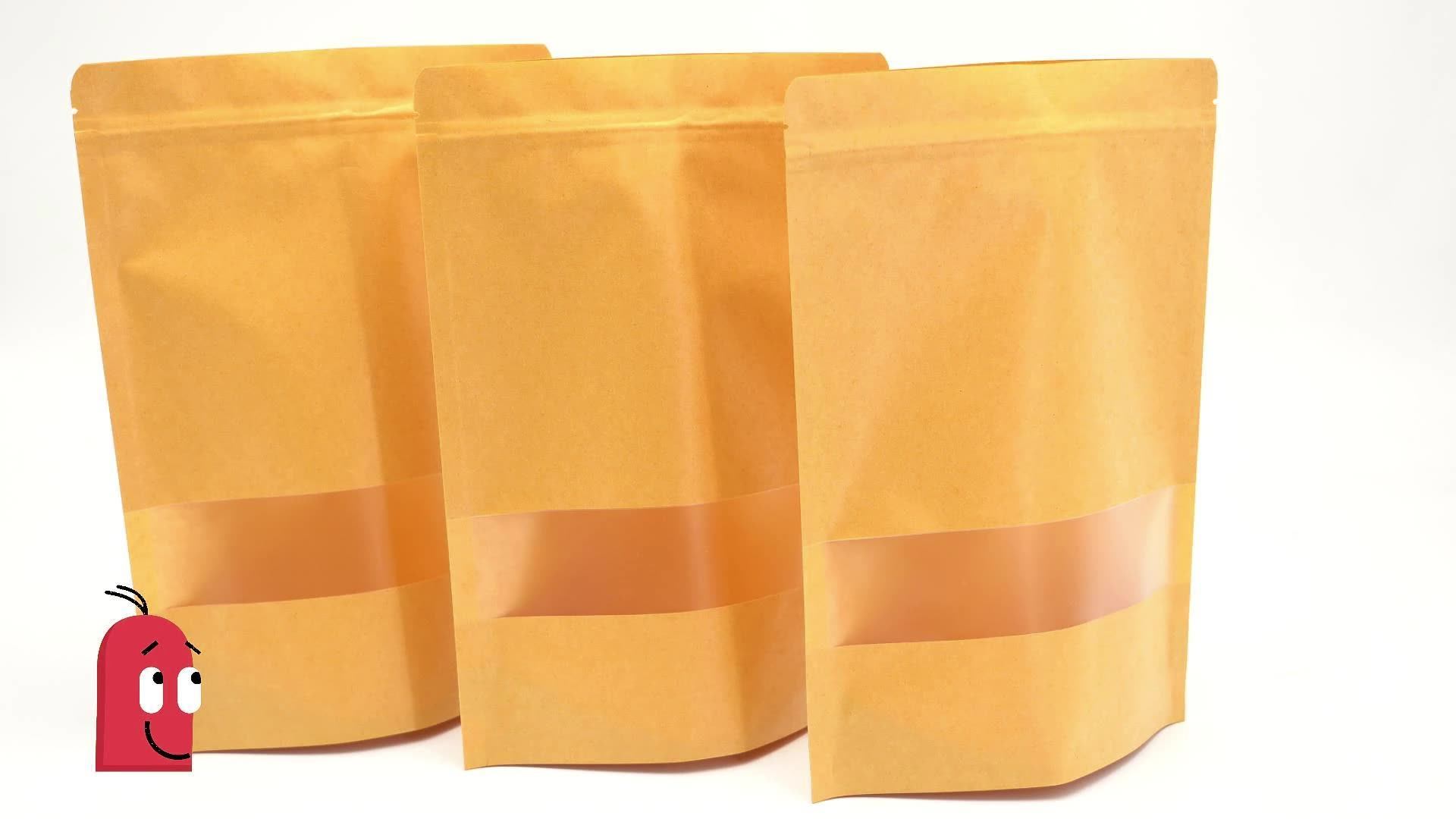 Ziplock Brown White Kraft Craft Paper Standing Up Pouches Food