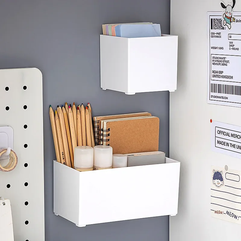 Punch-free Wall-mounted Storage Box Pen Holder Women's Cute Dormitory Wall Storage Box Door Shelf Stationery Finishing