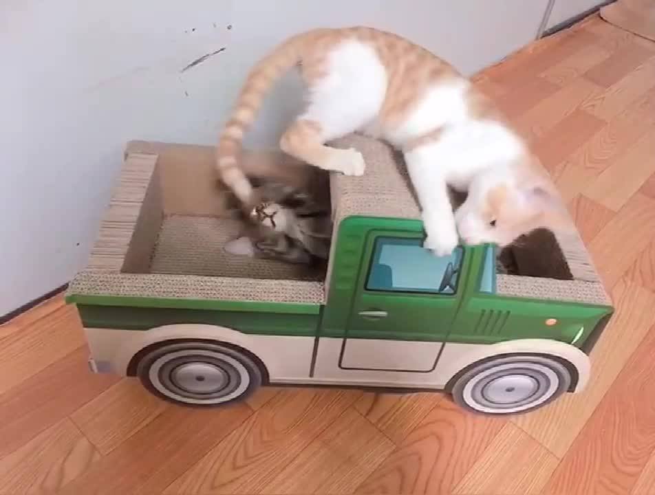 Iclecat Products Cat Toys Corrugated Paper Cardboard Craft Cat Scratcher Car Shaped Room House