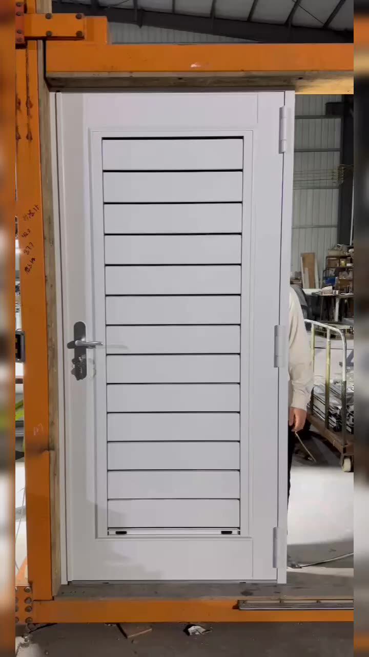 Aluminium Louvered Door Lock Louvered Grill Doors Single Swing Door