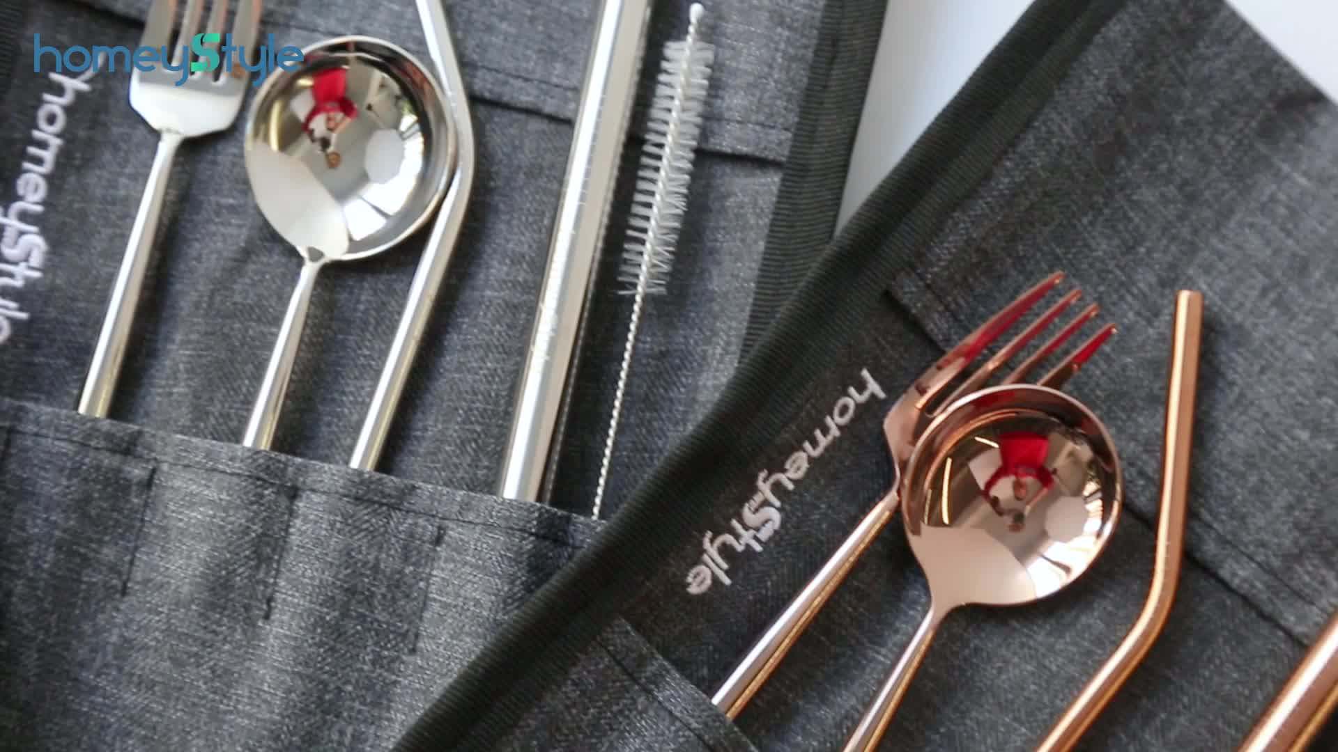 18/10 Recycled Metal Reusable Brass Rose Golden Stainless Steel Cutlery