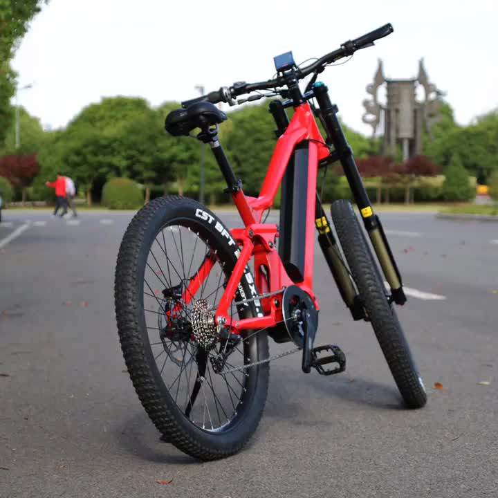 2018 E Mountain Bike Full Suspension Electric Bicycle Mid Drive 48v