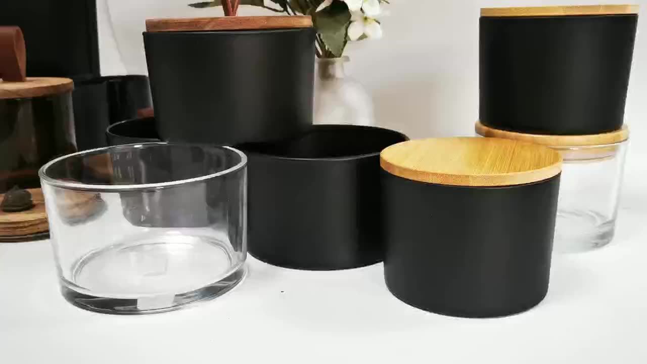 16oz 24oz Matte Black Frosted Candle Vessels Large Glass Container