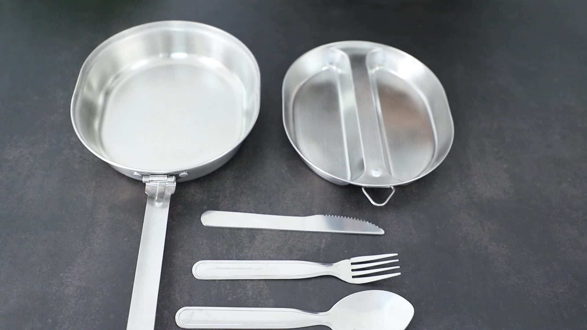 18/8 Stainless Steel Mre Military Canteen Camping Mess Kits Food Tray