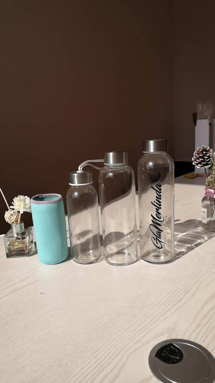 Hot Selling Metal Lid Clear Voss Style Water Bottle Logo With Stainless