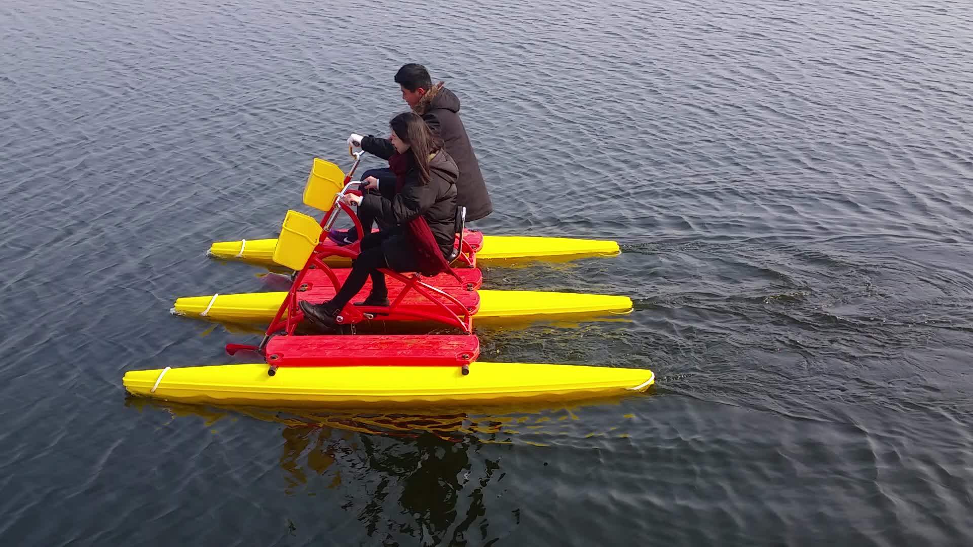 New Design Catamaran Pedal Boat Water Bike Riding On Lake Or Marinas
