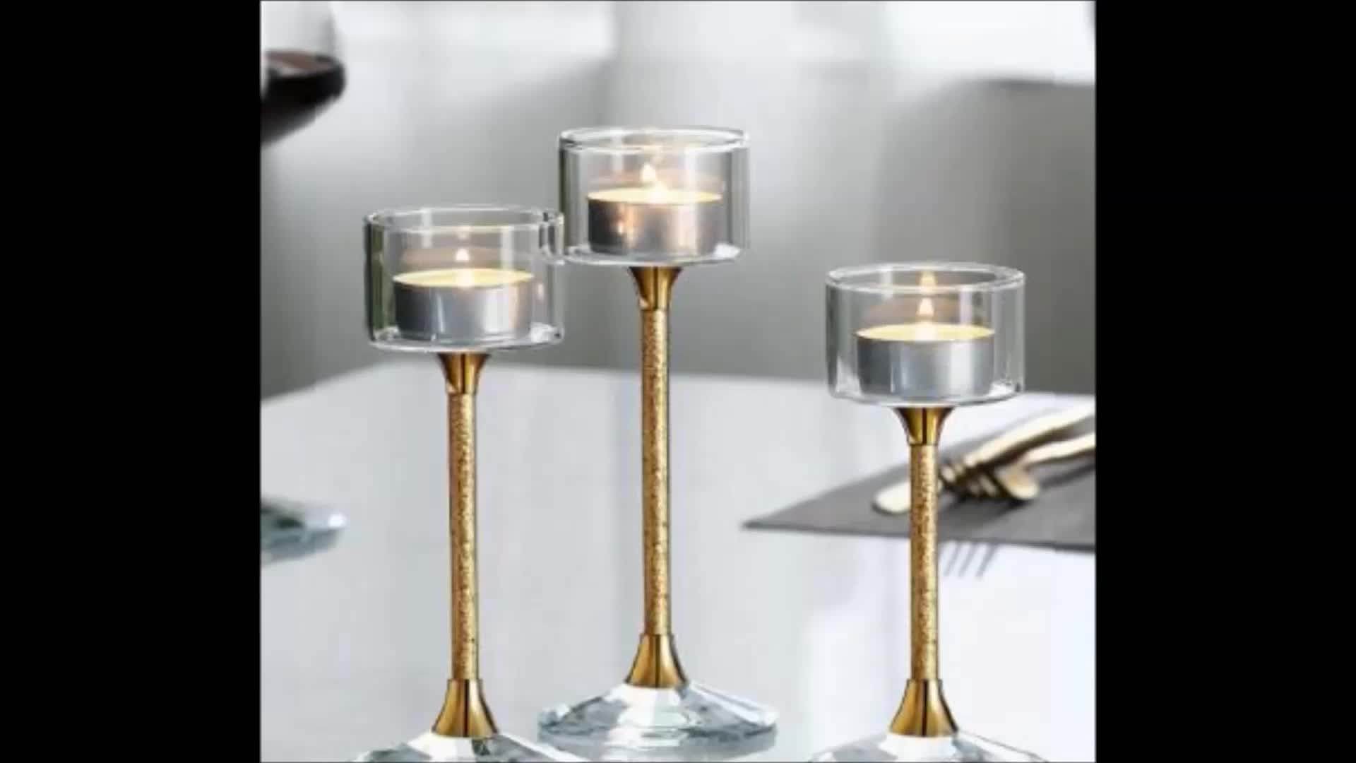 3 In 1 Crystal Longstemmed Glass Tealight Candle Holder For Wedding