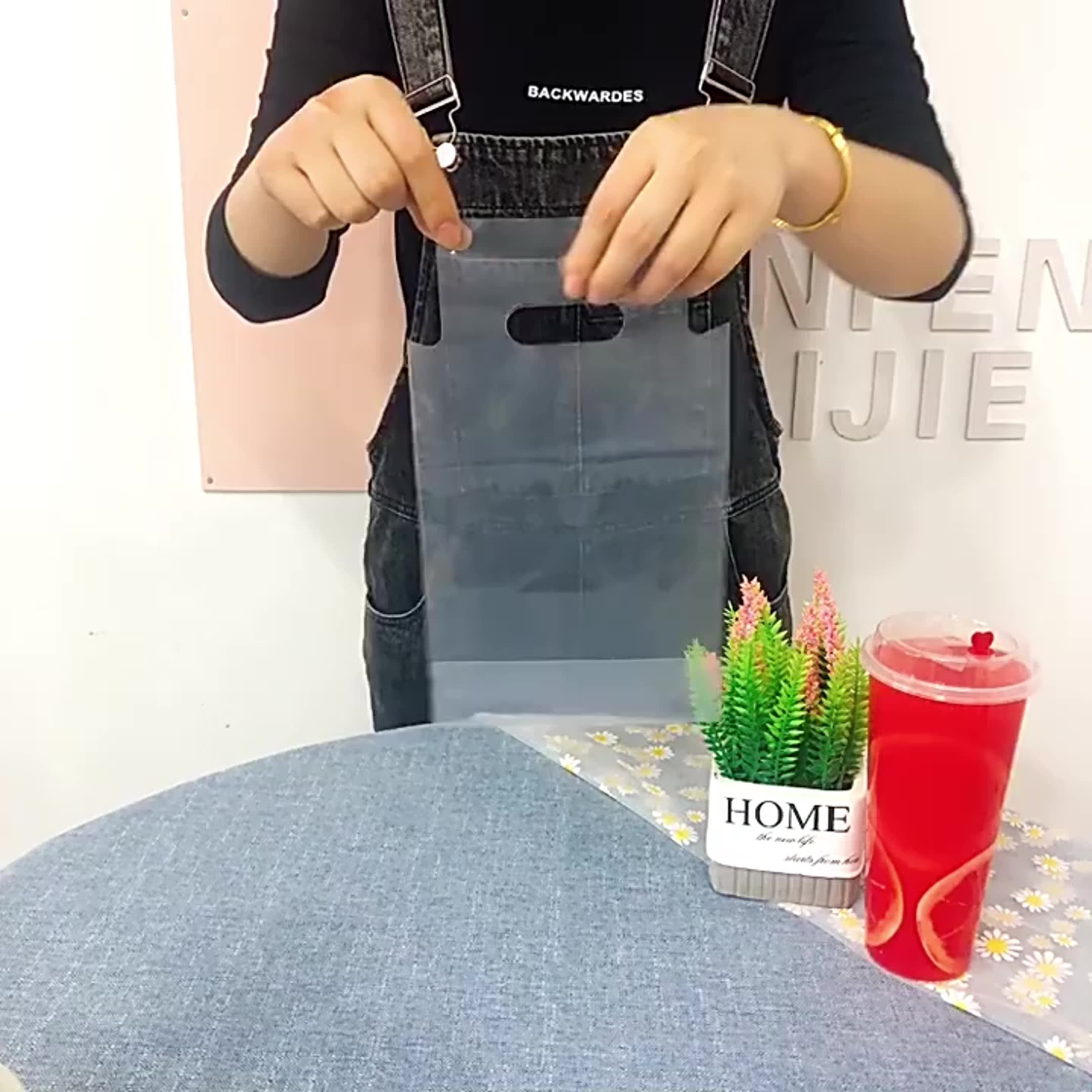 Factory Supplier Take Away Cup Plastic Bag For Drink Clear Transparent