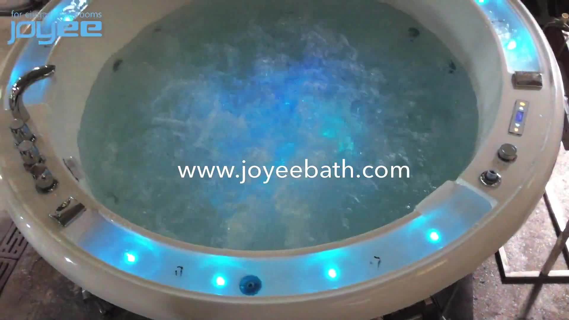 Joyee Hot Sale Led Bathroom Spa Tubs Round Drop In Whirlpool Bathtub For 2 Person Outdoor Indoor