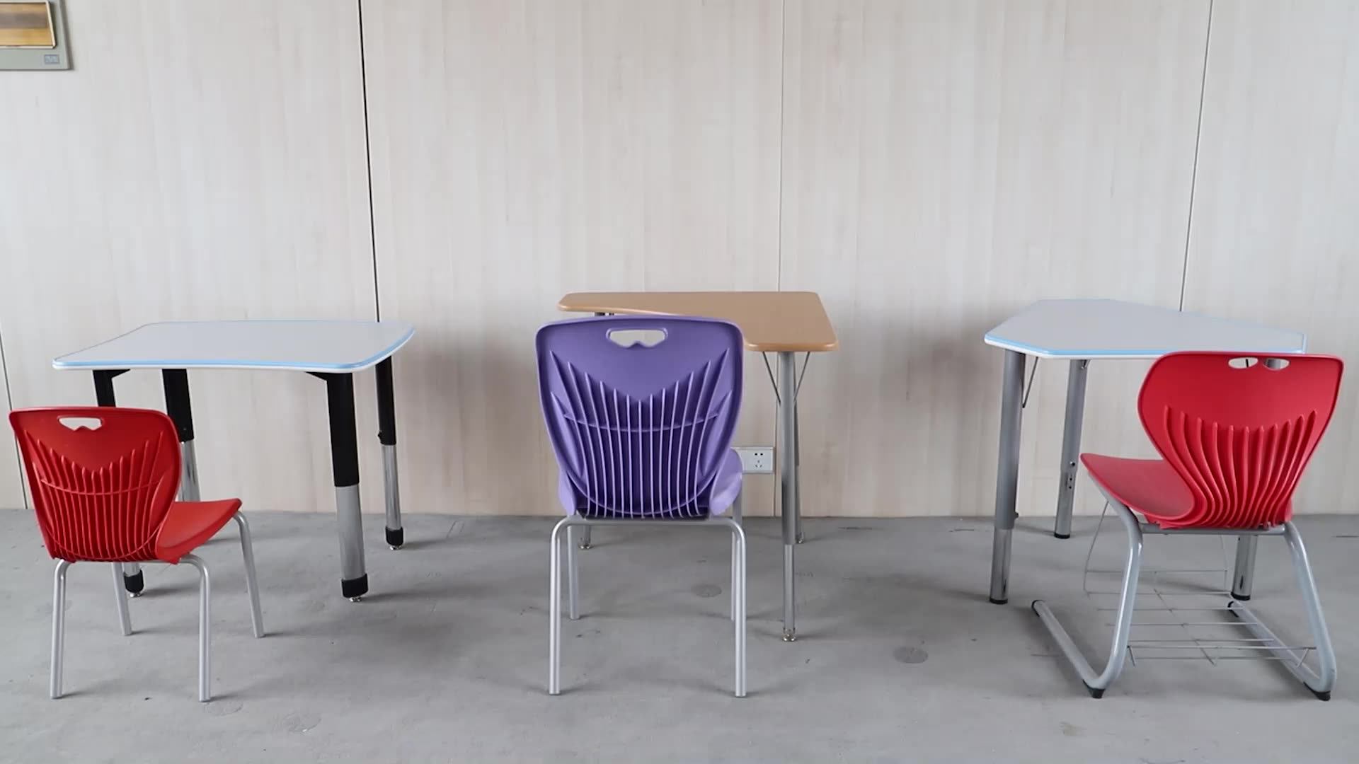 New Design Combination Polygon Table Chairs Combo School Furniture