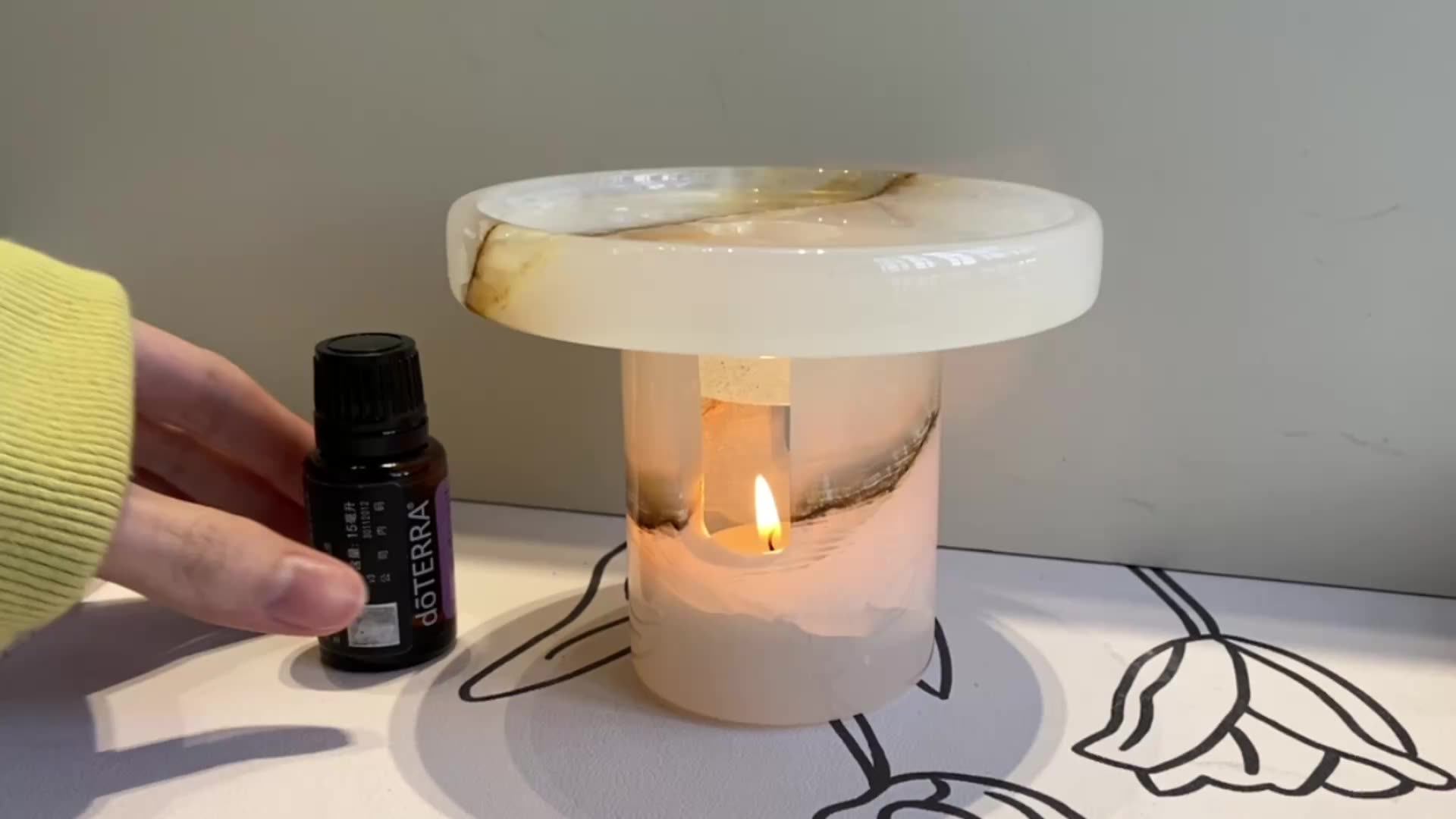 Luxury Marble Candle Jars With Oil Wax Burner Lamp Home Hotel