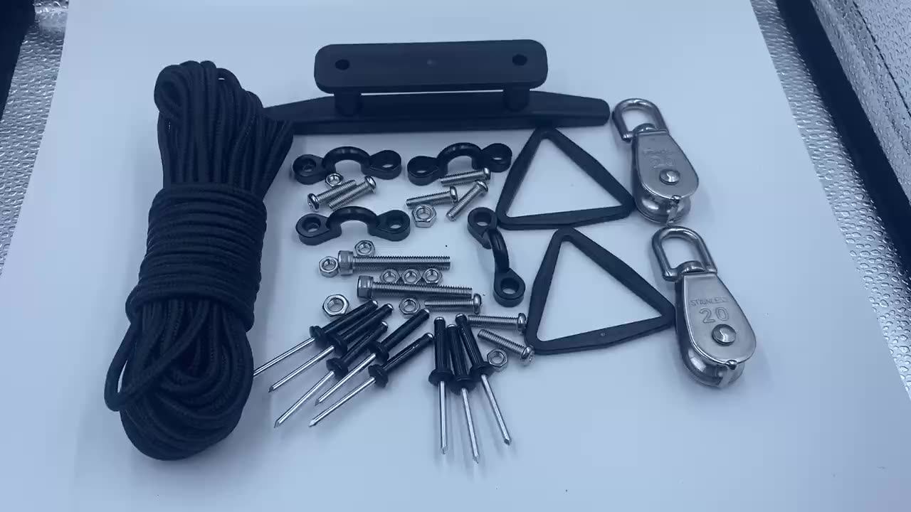 Kayak Anchor Trolley Kit System Pulleys Deck Loops Tie Down Pad Eyes