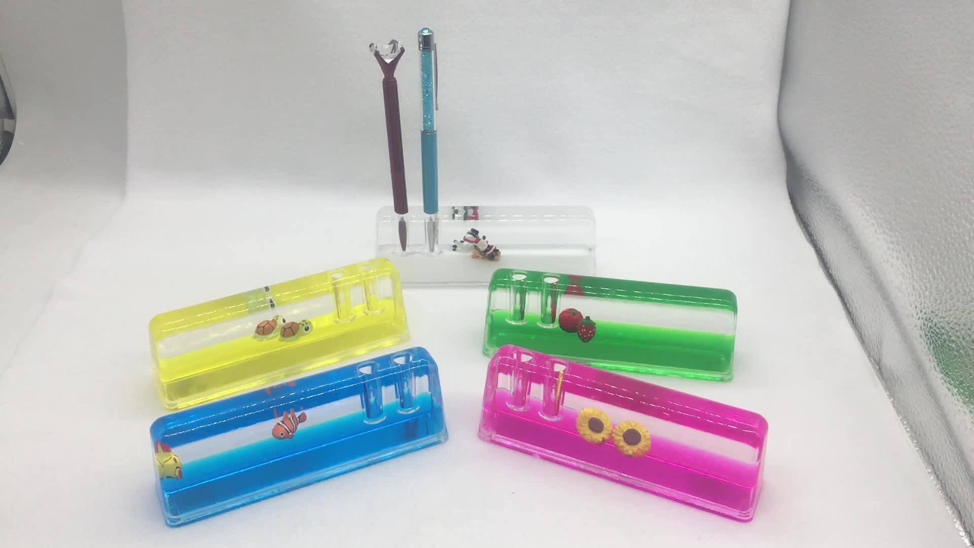Novelty Water Floating Pen Holder Liquid Paperweight Rectangle Buy Liquid Pen Holder,Aqua Pen