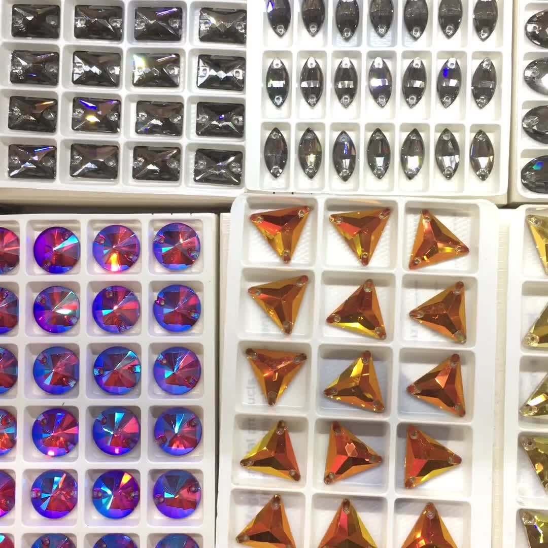 High Quality Oval K9 Glass Ab Color Crystal Glass Sew On Stone Crystal