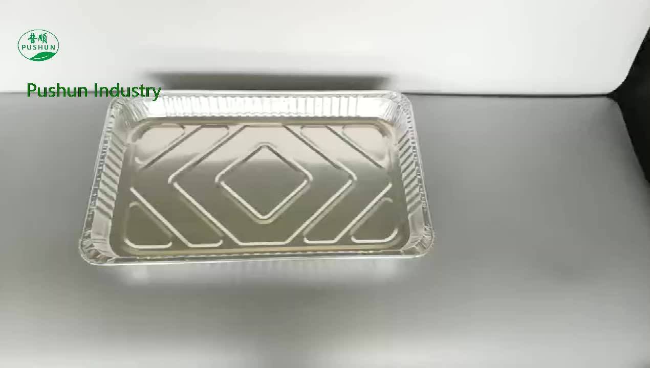 A Large Rectangular Tray Recyclable Disposable Aluminum Foil Serving