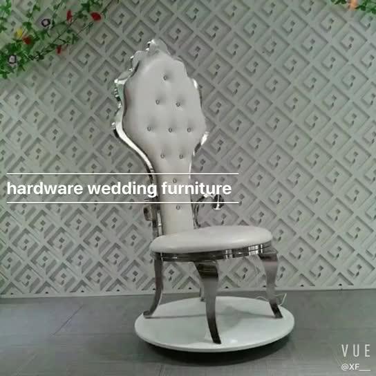 Royal High Back Wedding King And Queen White Leather Chairs Throne