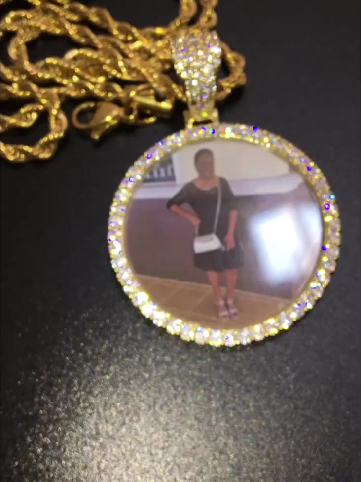 D&z Custom Photo Memory Medallions Solid Pendant With Tennis Chain Hip