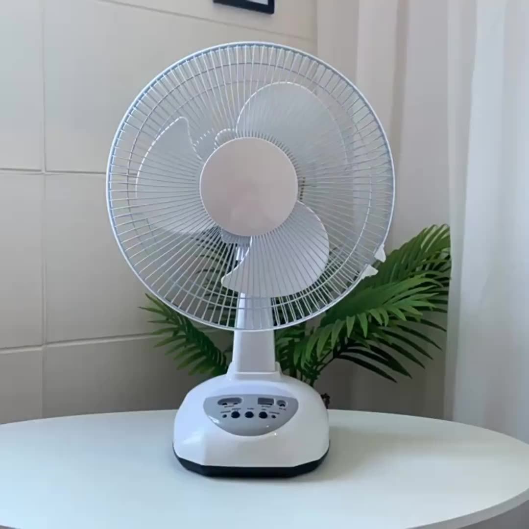 12inch Rechargeable Solar Table Fan Ac/dc Multifunction Led Fan With