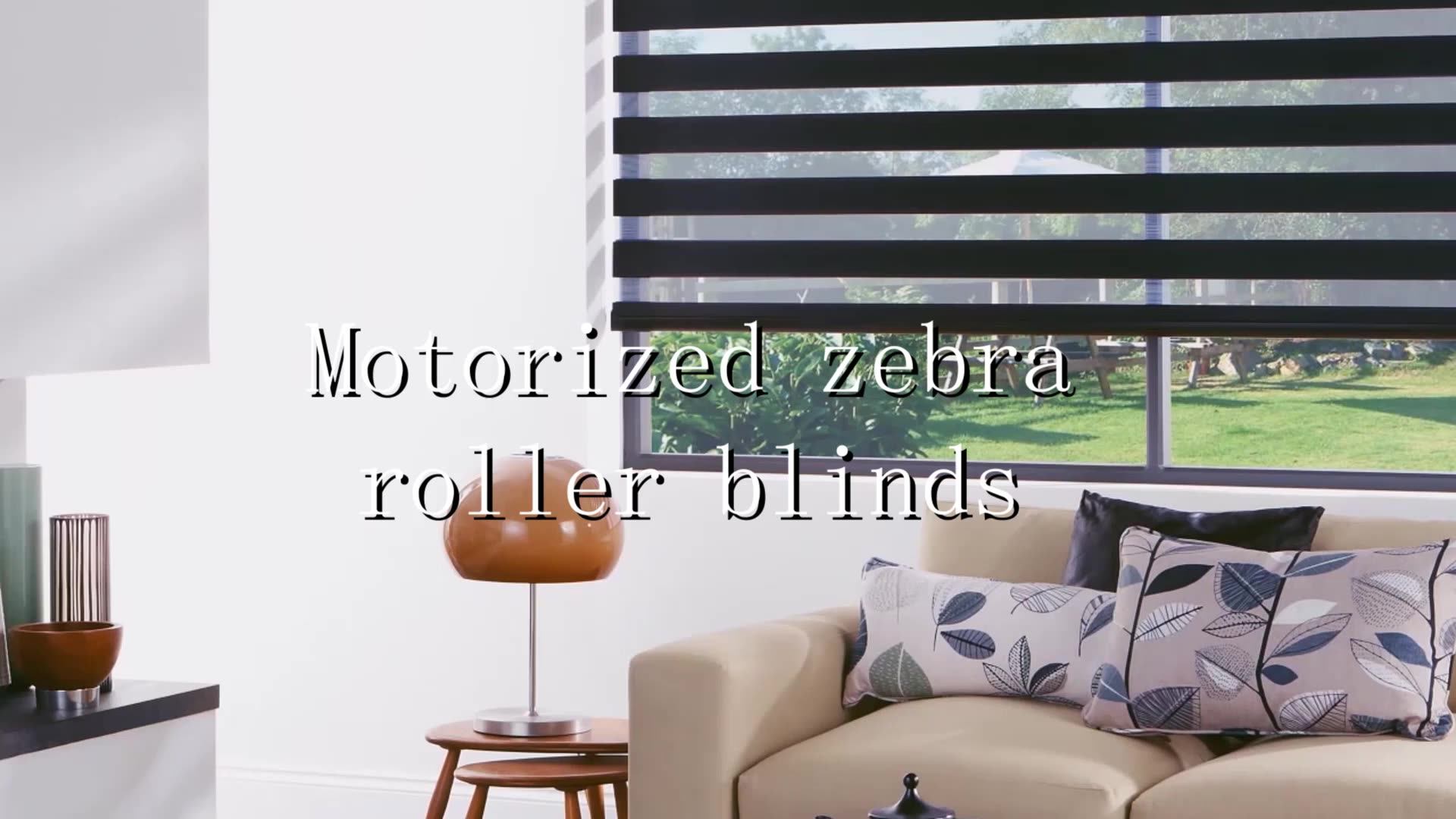 Motorized Zebra Blinds Remote Control Day And Night Blackout Polyester