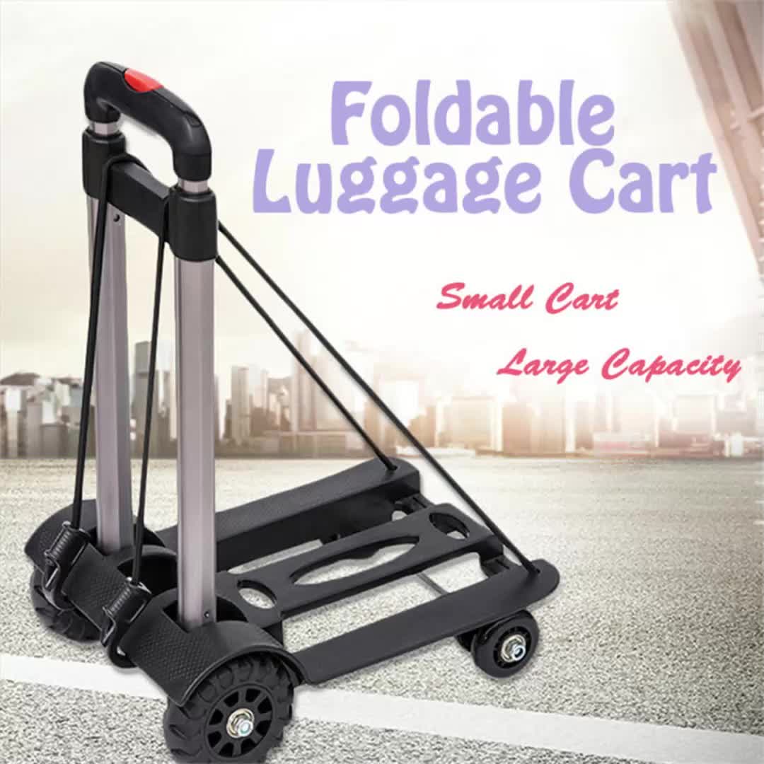 Hot Selling Airport Supermarket Transport Tool Four Wheels Mini Folding Foldable Luggage Cart