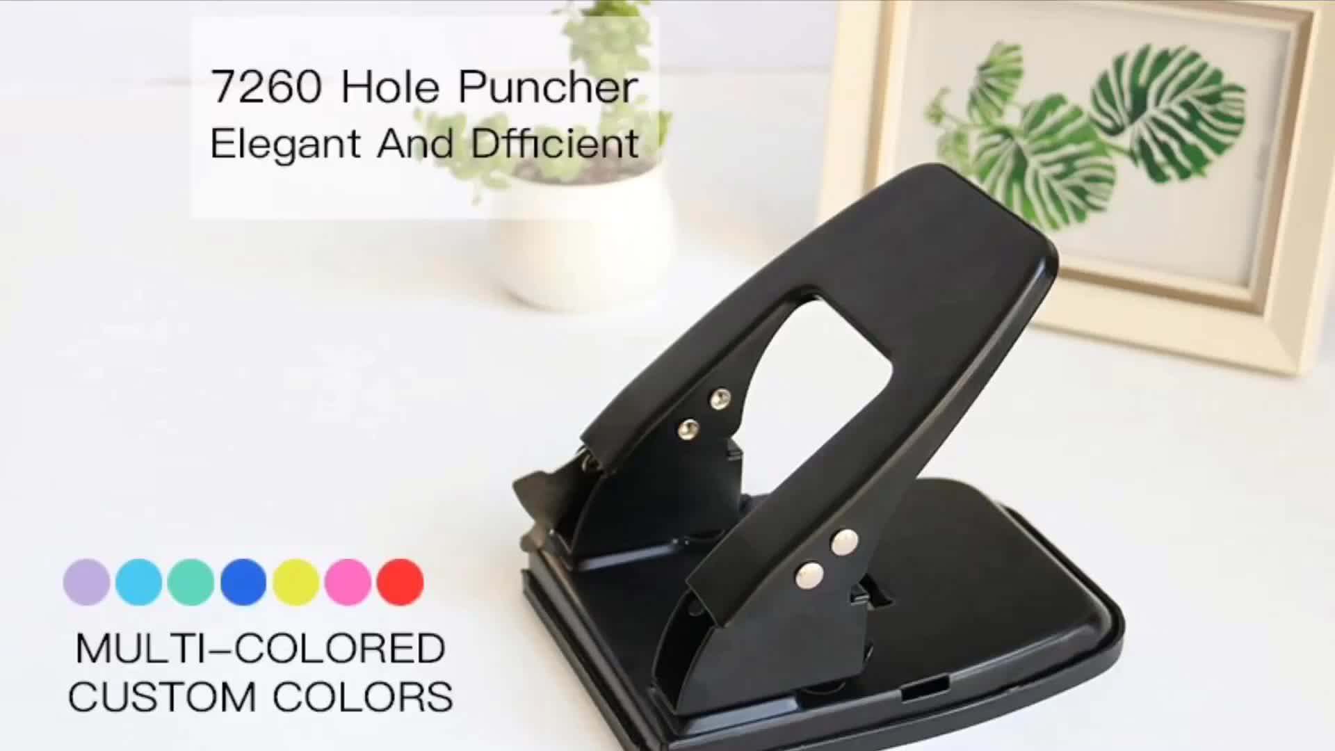 Heavy Duty Metal Black 50 Sheet Capacity 2 Hole Paper Punch For Office