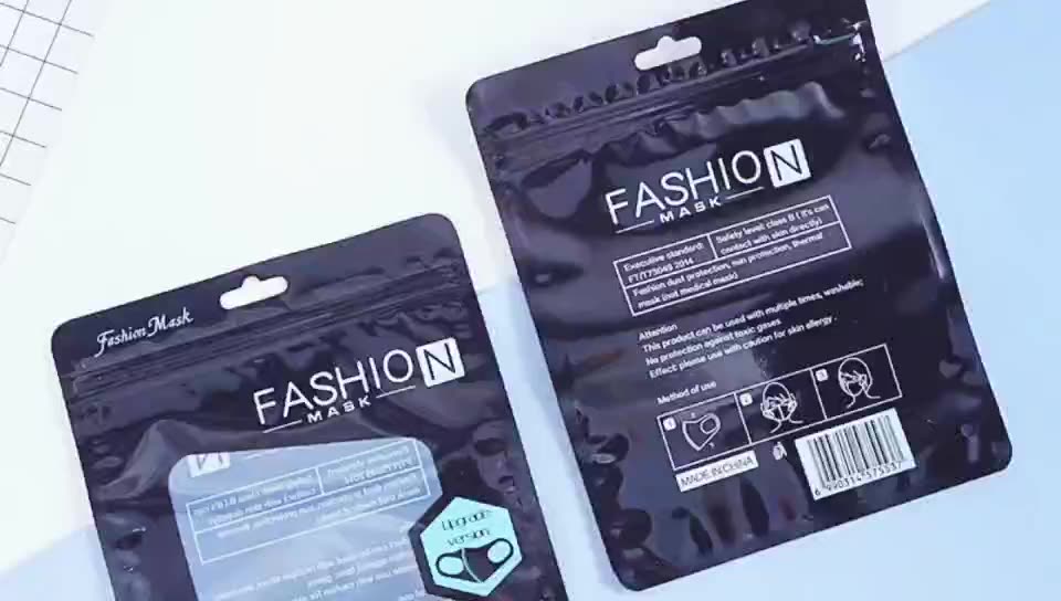 Hot Sale Customized Plastic Reusable Zip Lock Pouch Face Mask Packaging Bag With Clear Window