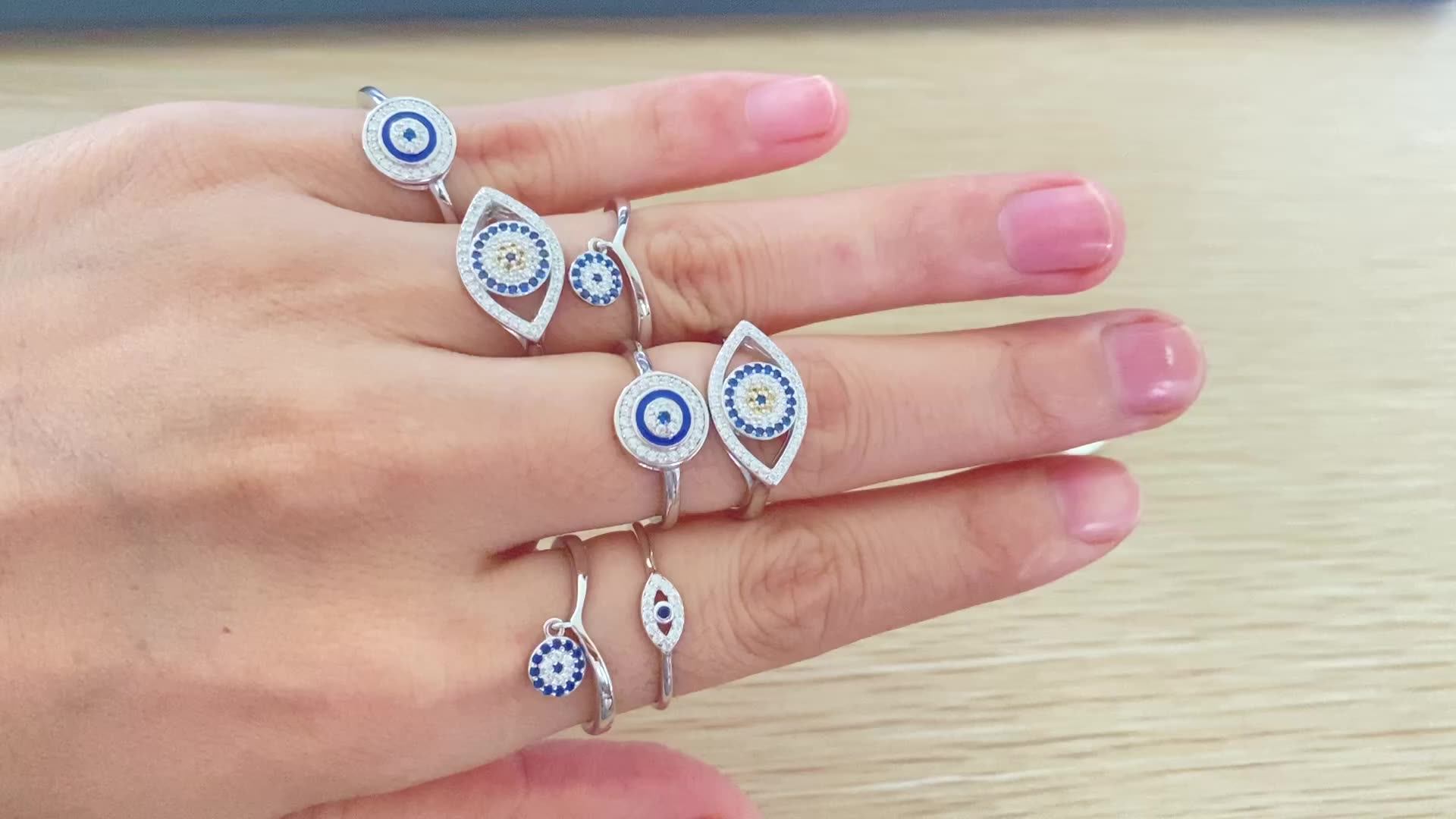 925 Sterling Silver Evil Eye Ring Protection Style