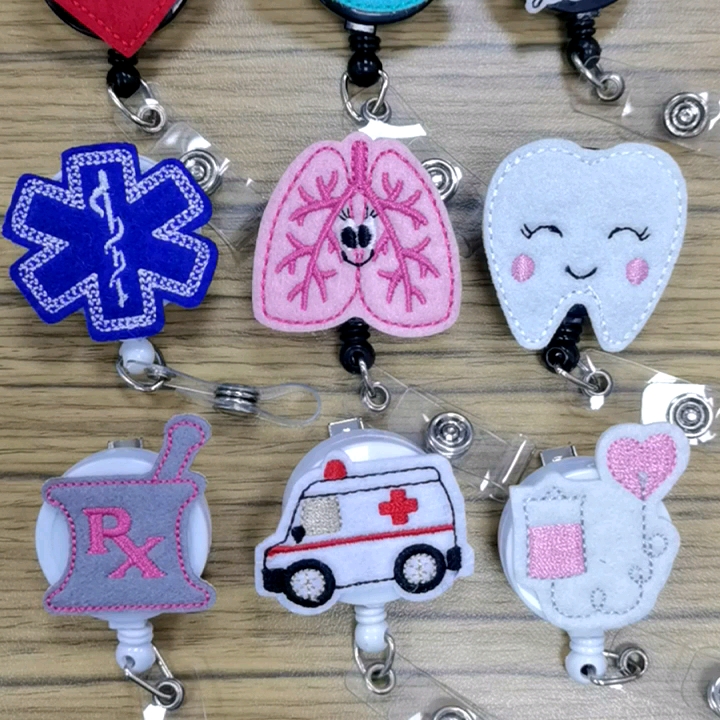Wholesale Interchangeable Felt Nurse Id Badge Holder Reel For Nurse