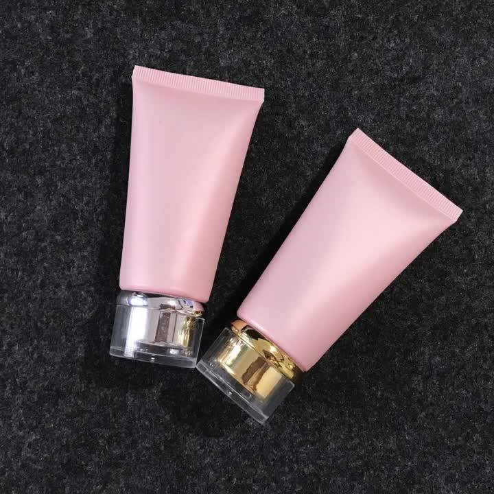 50g Pink Matte Cosmetics Cream Tube With Acrylic Cover Face Cream Tube