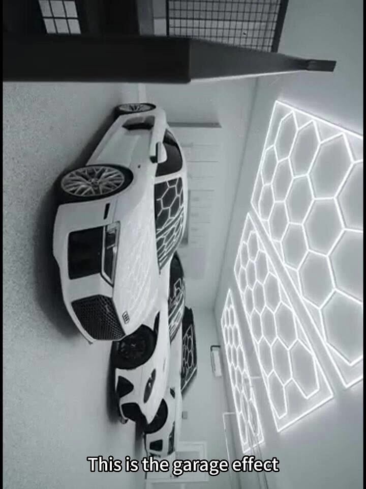 Hexagon Led Ceiling Wall Car Workshop Honeycomb Working Garage Lamp,Honeycomb LED Lights,6500K Color Temperature,Workstation and Workshop Lighting 14 hole with Frame 14 Holes