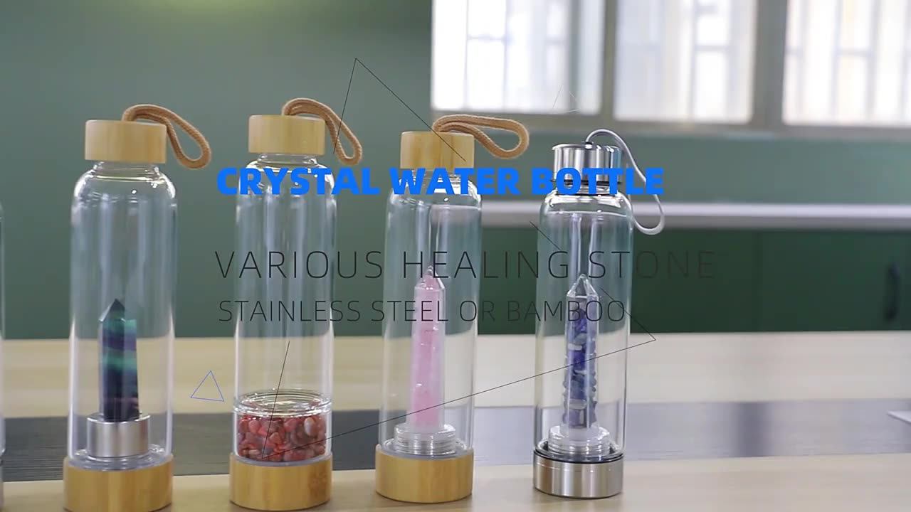 Natural 500ml Crystal Agate Quartz Gemstone Water Bottle Healing Elixir