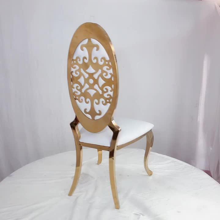 Classic Luxury Rental Gold Steel High Back Dining Chairs For Hotel And