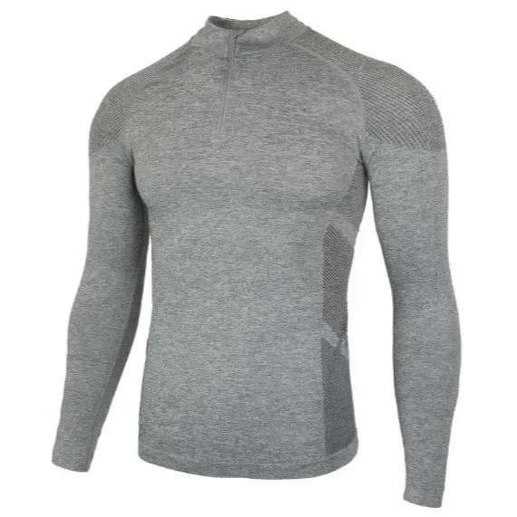 American Seamless Jacquard Zipper Training Fitness Outdoor Strong Base Shirt Sports Quick-drying Slim-fit Long-sleeved T-shirt