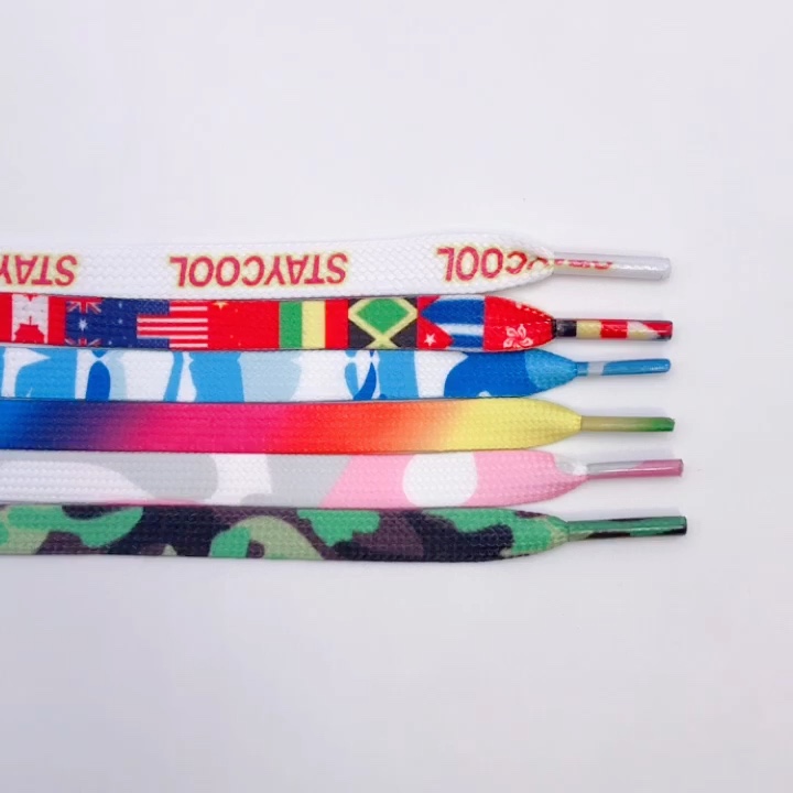 Wholesale Sublimation Printing Flat Polyester Printed Custom Shoe Laces