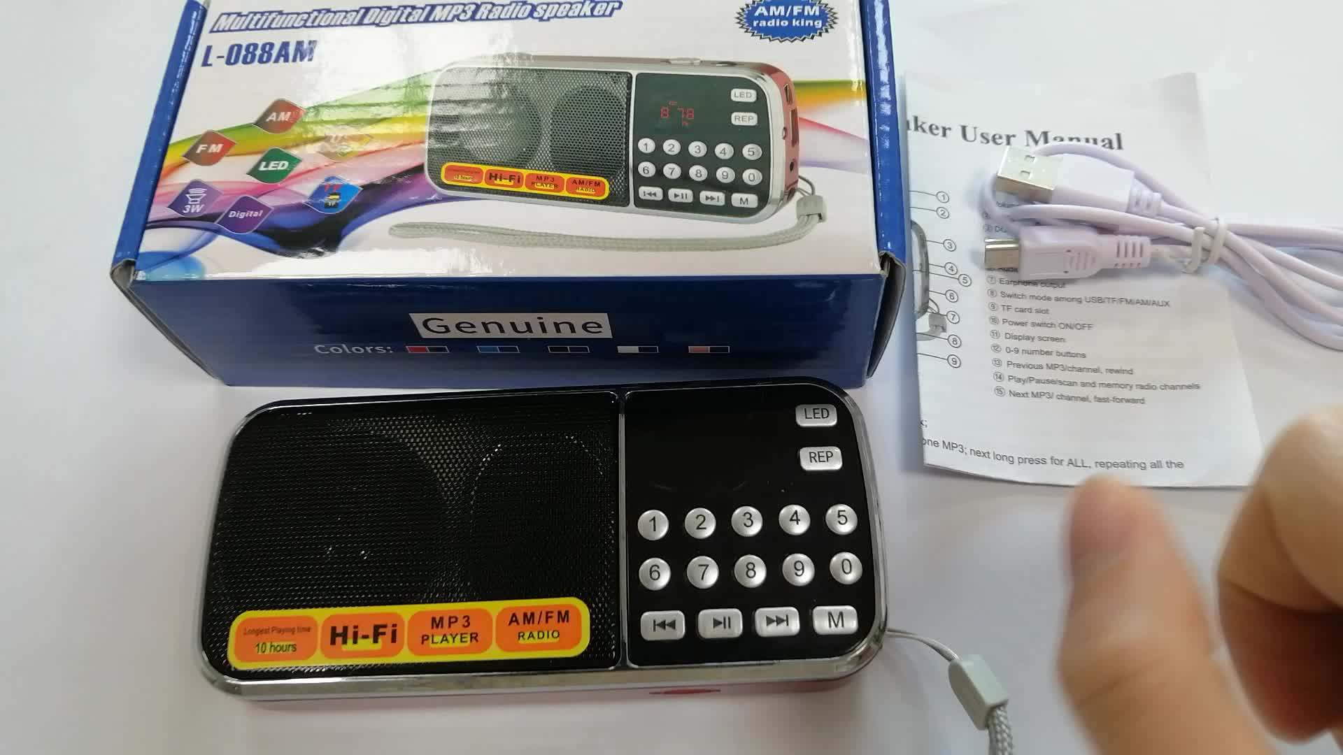 L-088 Am Fm Portable Digital Radio Mp3 Player Music Loudspeaker With Tf ...