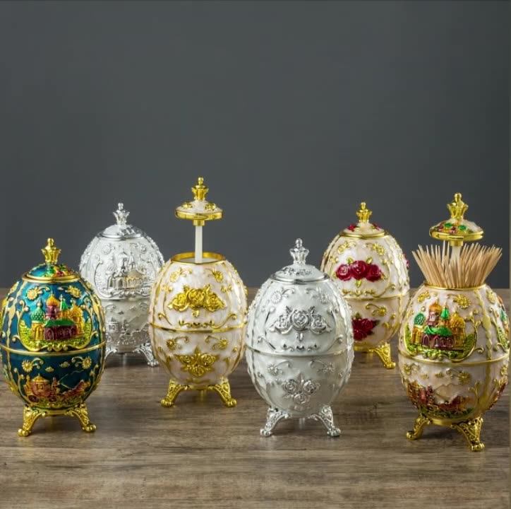 Creative Eggshaped Toothpick Box Automatic Ejection Toothpick Holder