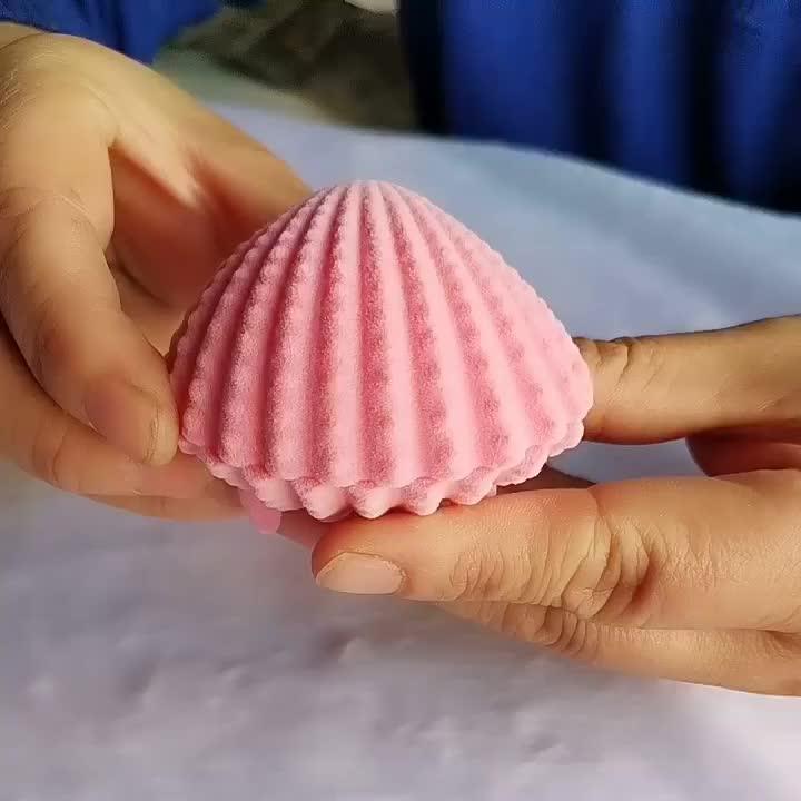 Big Size Velvet Seashell Clamshell Pearl Clam Ring Earrings Jewelry