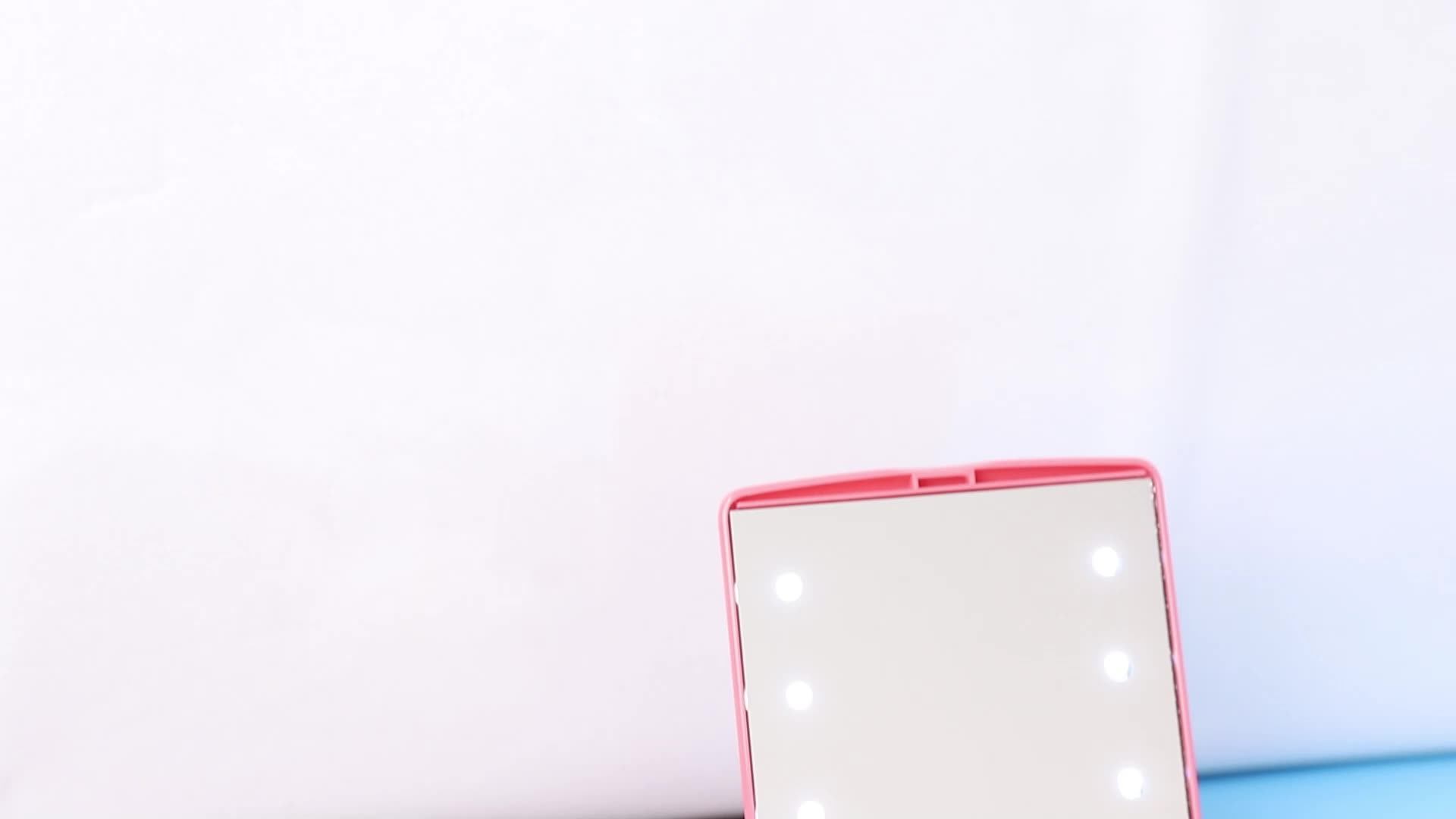 8 Led Vanity Mirrors Mini Hand Portable Folding Travelmakeup Pocket