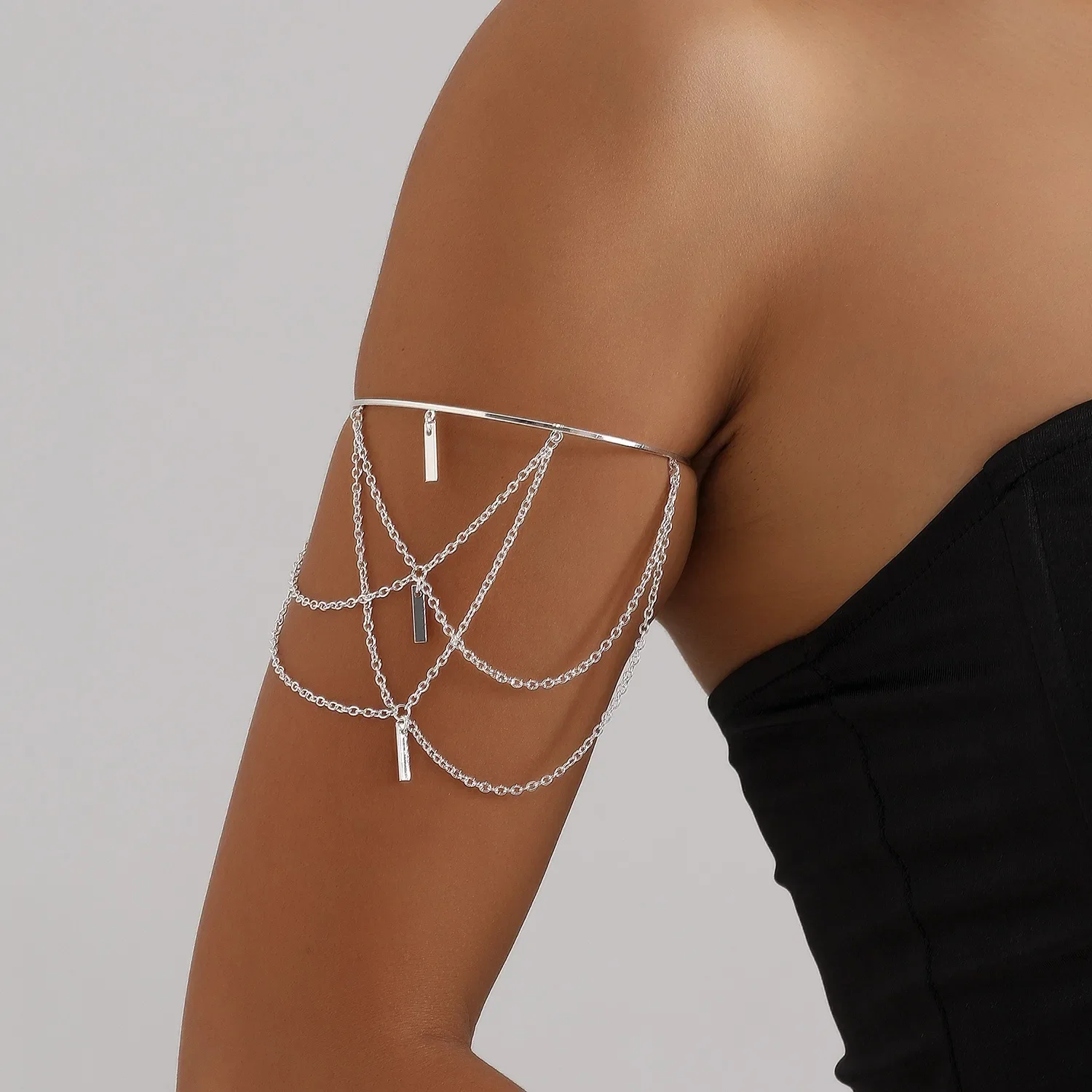 European and American cross-border jewelry personality punk adjustable metal chain shoulder chain open arm ring fashion casual body chain