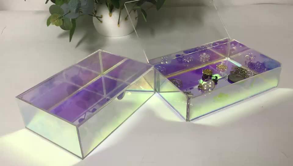 Personalized Transparent Iridescent Film Jewelry Gift Box With Cover