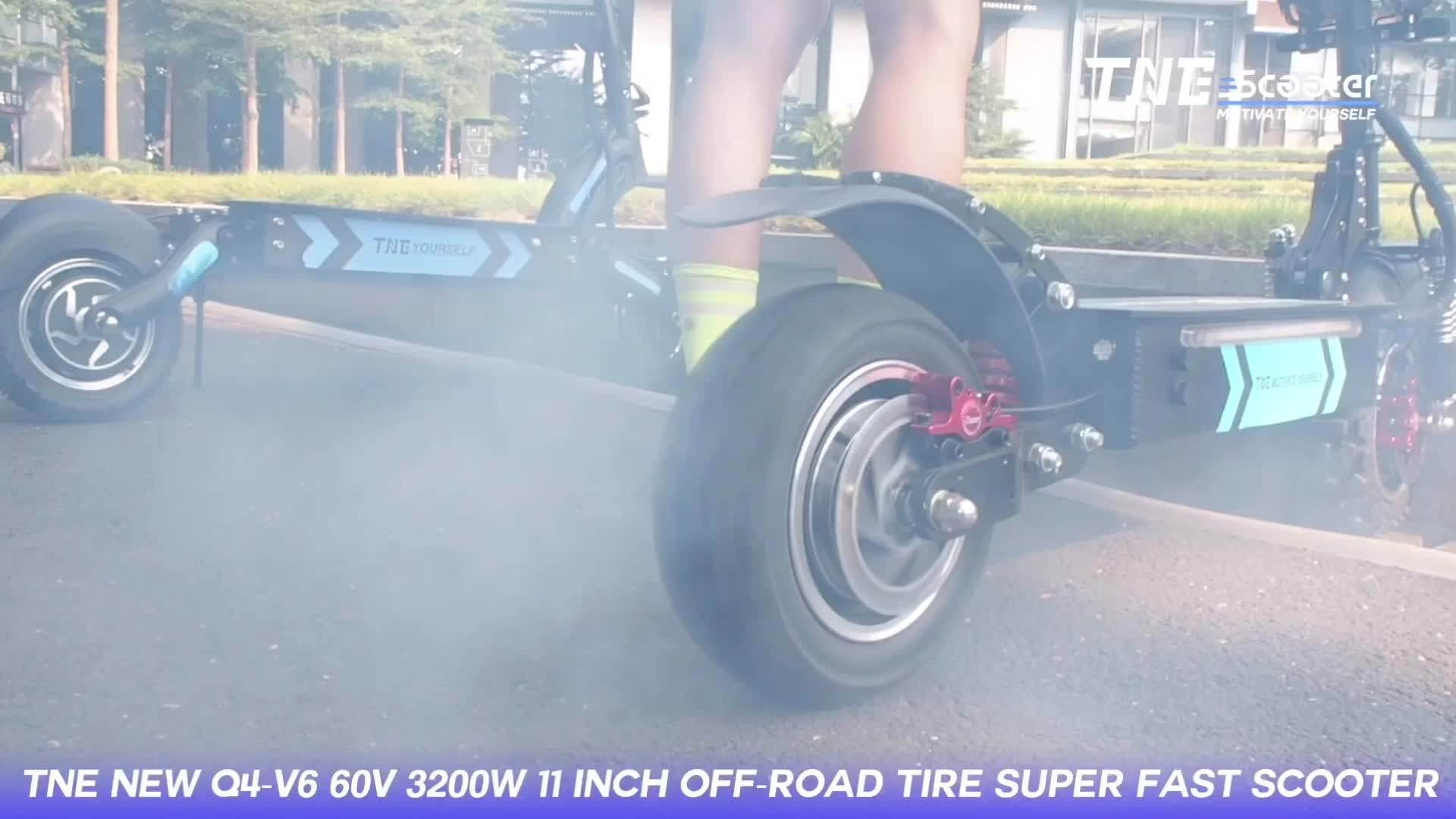 Tne V6 11inch 70km/h 3200w Dual Motor Offroad Electric Trike Scooter