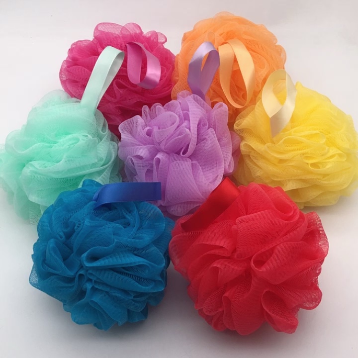 Super Soft Ecofriendly Cleaning Pe Loofah Single Color Mesh Shower