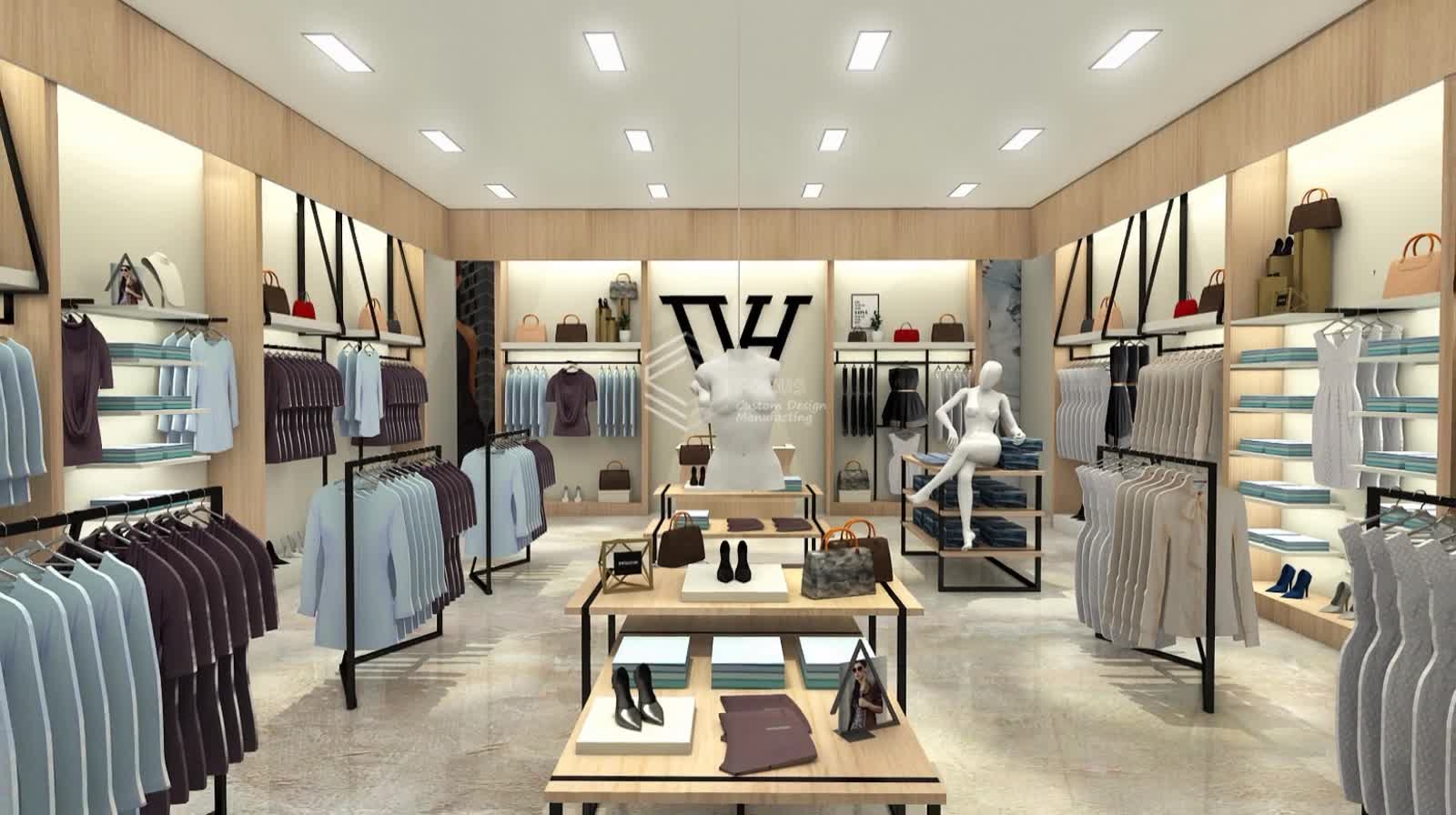 Wall Mounted Showcase Designs Wooden Counter Zara Clothing Store Racks Display Clothing Shop