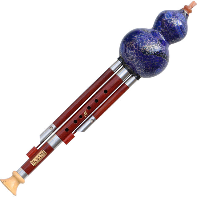 Cloisonné and red sandalwood tube and cucurbit musical instruments for sale