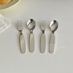 304 refined stainless steel fork spoon cute round chubby rice spoon fork spoon home practical drop-resistant tableware