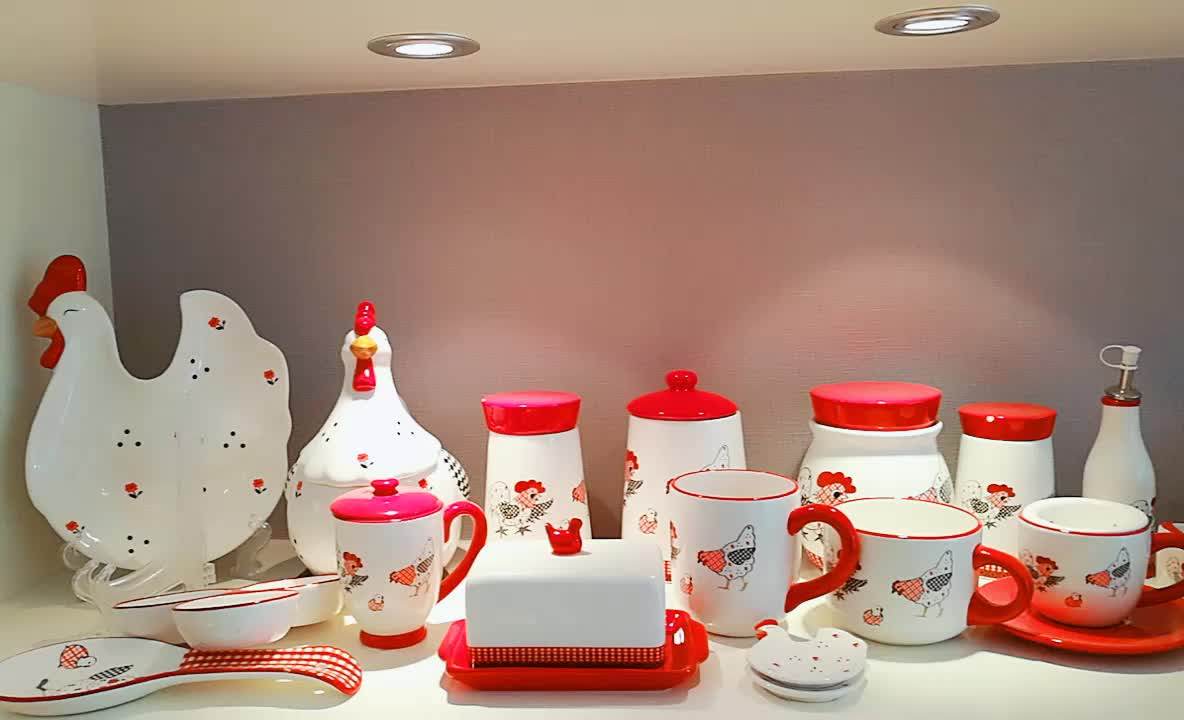 Whistling Animal Tea Kettle Drinkware Type Rooster Shaped Ceramic Tea