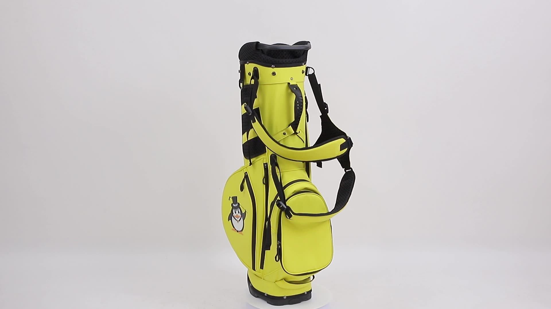 Konday New Arrival Lightweight Pu Coated Yellow Waterproof Golf Carry Bag Travel Large Golf