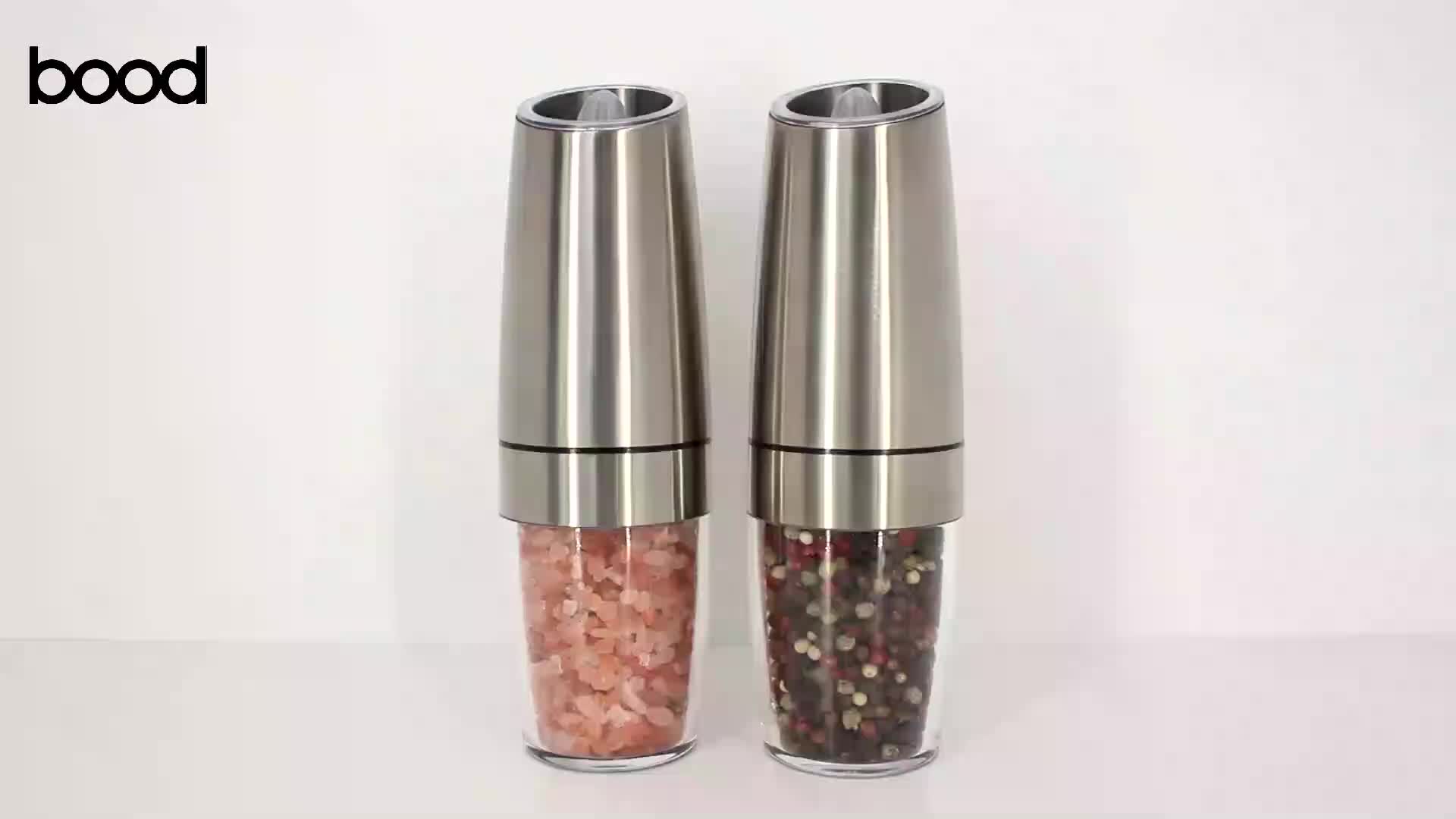 Gravity Automatic Salt And Pepper Mill Sets With Blue Light / Stainless