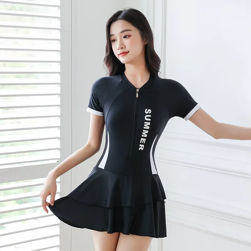 Super fairy ins swimsuit women covering their belly and making them look slimming hot springs and beach professional vacation students one-piece conservative swimsuit