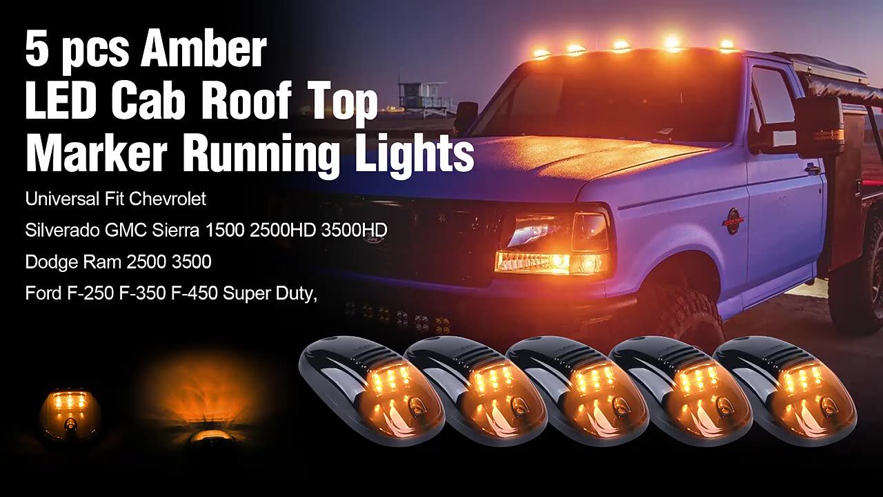 5x Black Smoked Lens Amber LED Cab Roof Marker Running Lights For Truck SUV 4x4